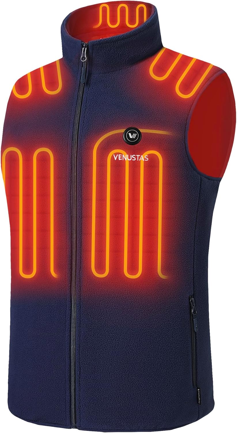 Venustas Men's Fleece Heated Vest: Ultimate Warmth and Comfort