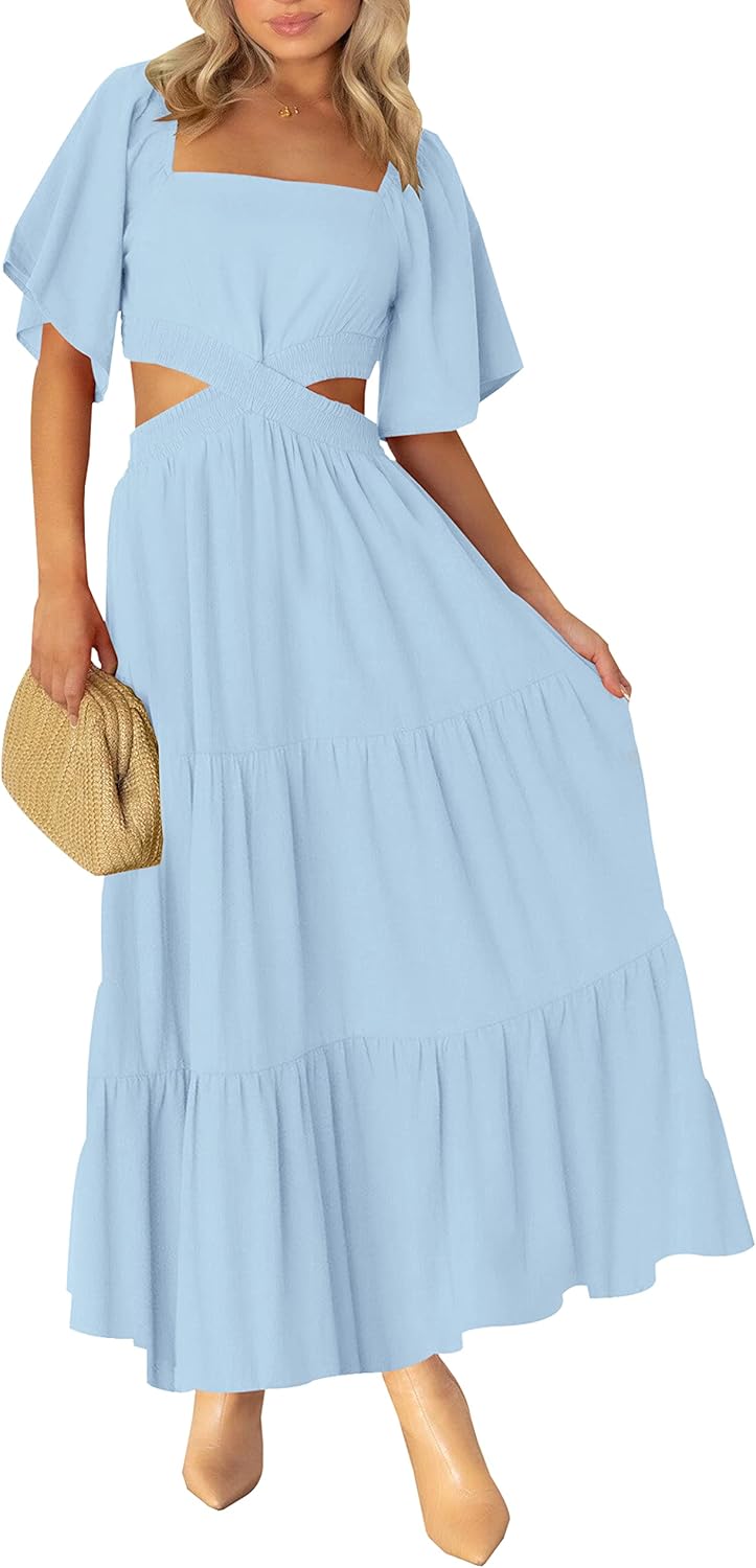 LEANI Women's Summer Cutout Maxi Dress for Casual Parties
