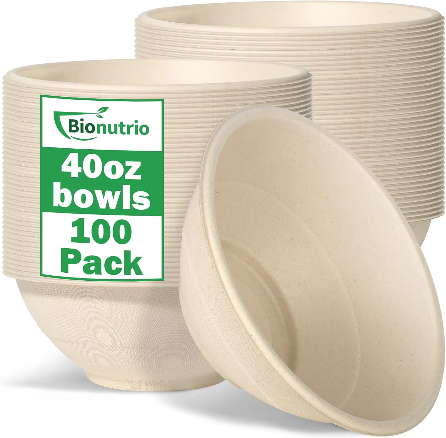 40oz Large Compostable Sugarcane Bowls for All Occasions