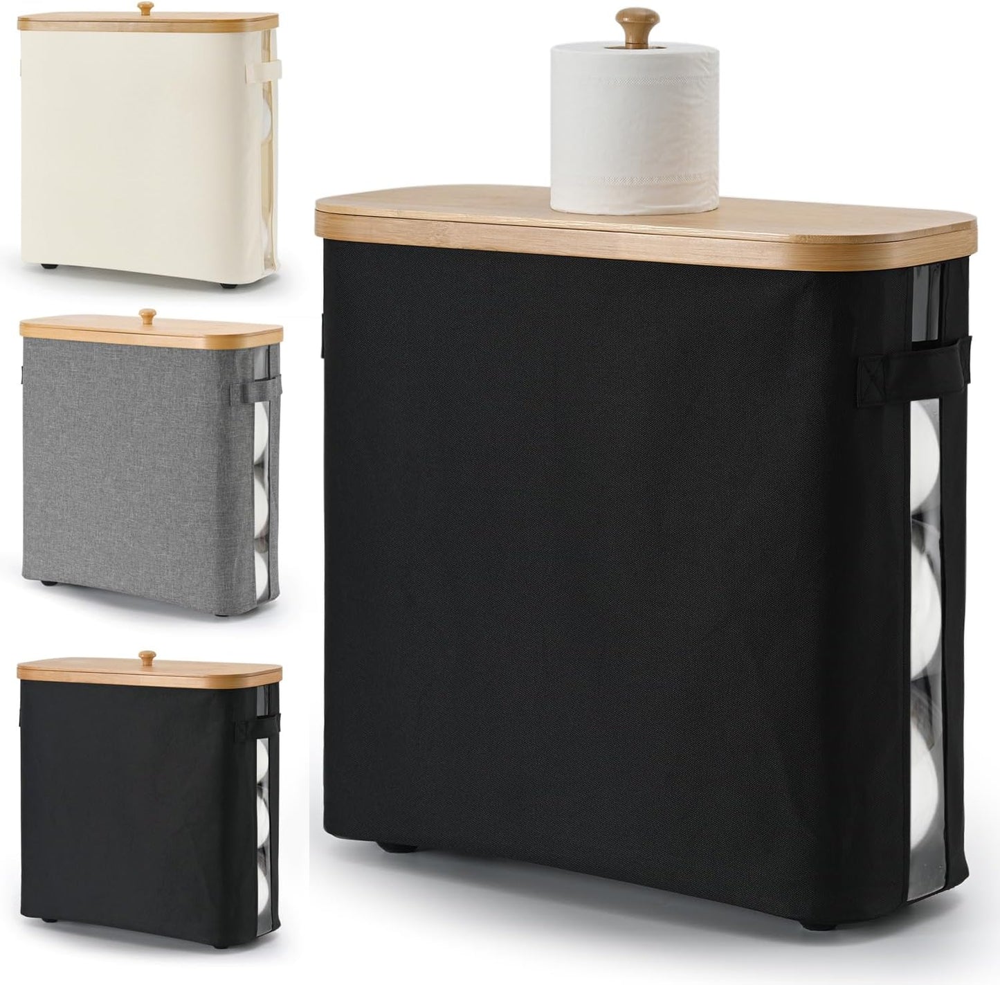 32L Bathroom Toilet Paper Storage Basket with Lid and Handle