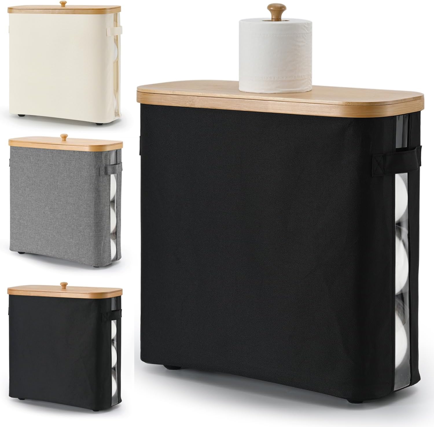 32L Bathroom Toilet Paper Storage Basket with Lid and Handle