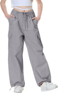 Rolanko Parachute Pants for Girls Y2K Cargo Trousers - Lightweight are