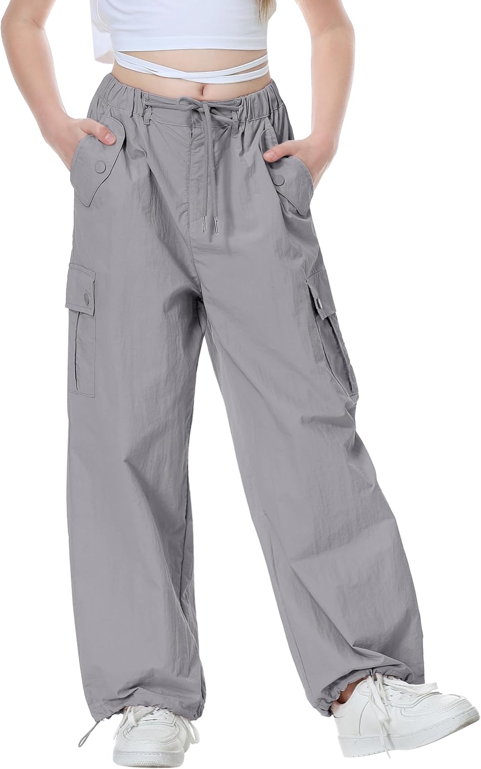Rolanko Parachute Pants for Girls Y2K Cargo Trousers Style