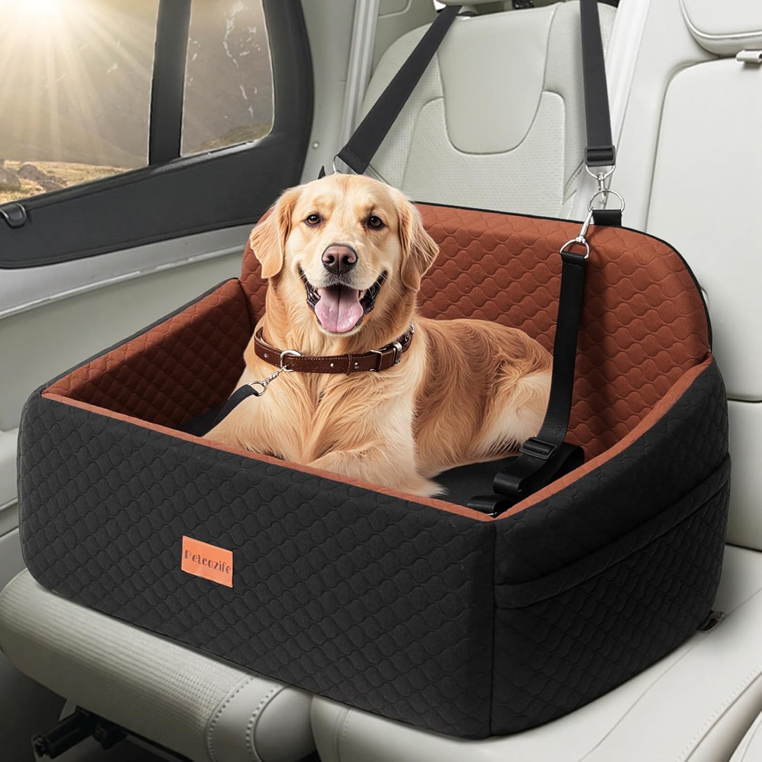 Dog Car Seat for Large Medium Dogs with Comfy Cushion Support
