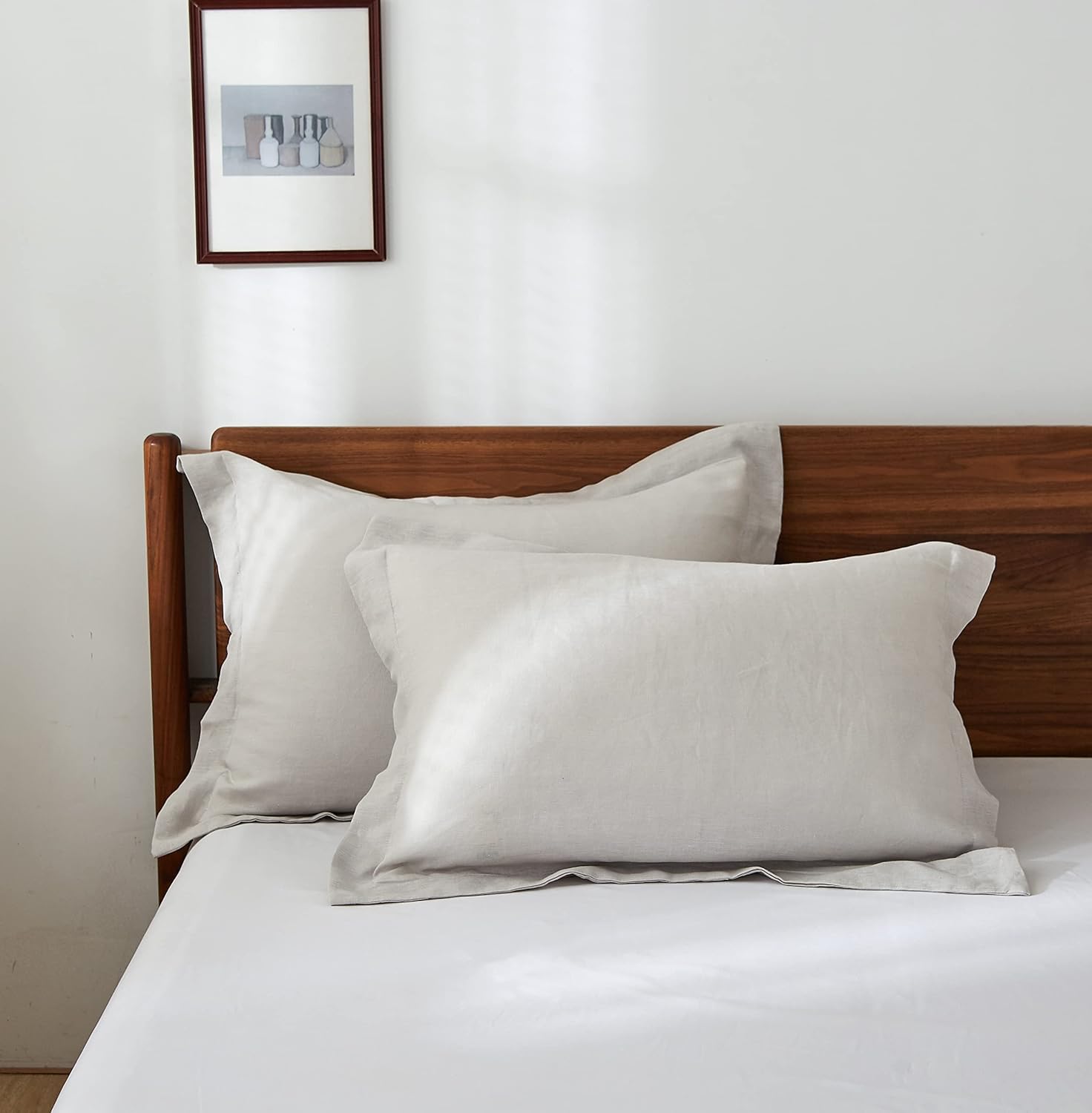 Simple&Opulence 100% Linen King Pillow Case Set of 2 in Grey