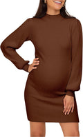 Maternity Sweater Dress for Pregnant Women Turtleneck Bodycon - Slim