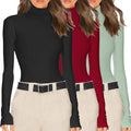 Ekouaer Women's 3 Pack Turtleneck Long Sleeve Slim Fit Tops
