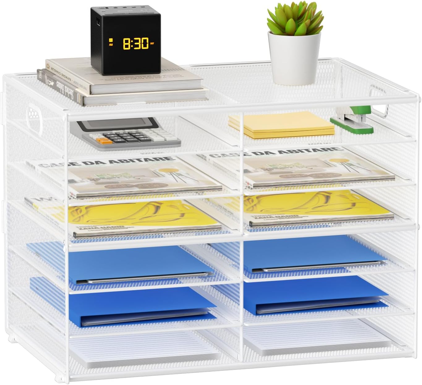 Lavatino 12 Compartments Paper Organizer for Desk - White