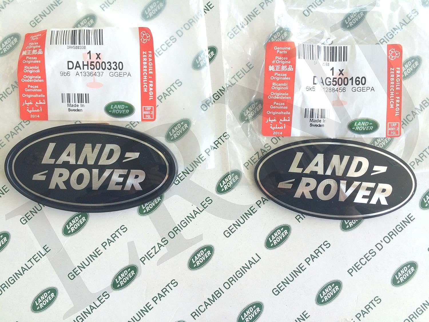 Land Rover Oval Badges Black on Silver for Range Rover Models