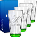 Personalized Beer Glasses Set of 4 Engraved Green 16oz Pint Glasses