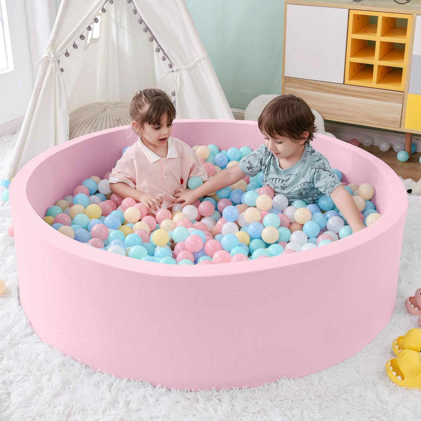 47.2in Foam Ball Pit for Toddlers - Safe Indoor Play Fun