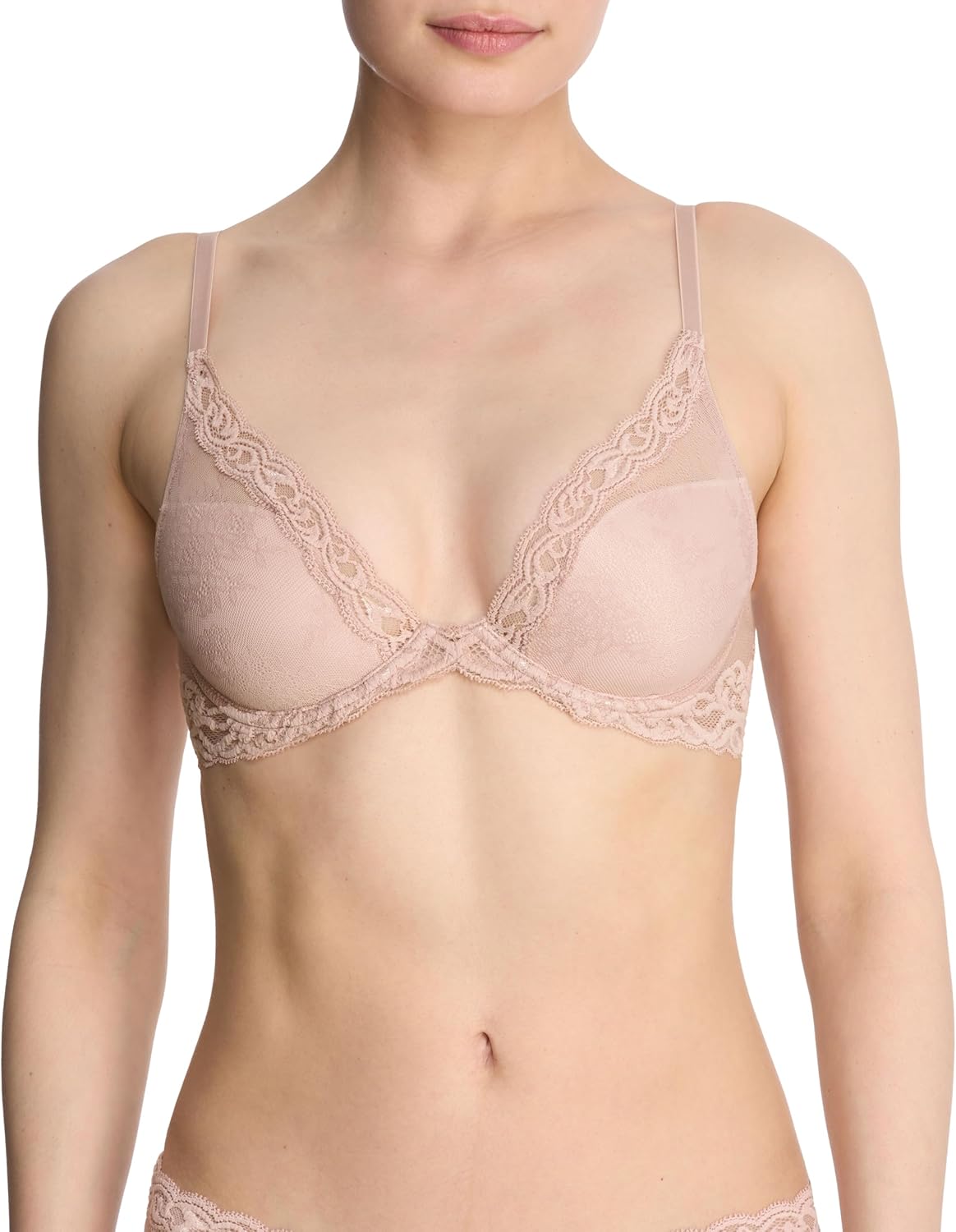 Natori Women Feathers Lace Plunge T-Shirt Bra for Comfort
