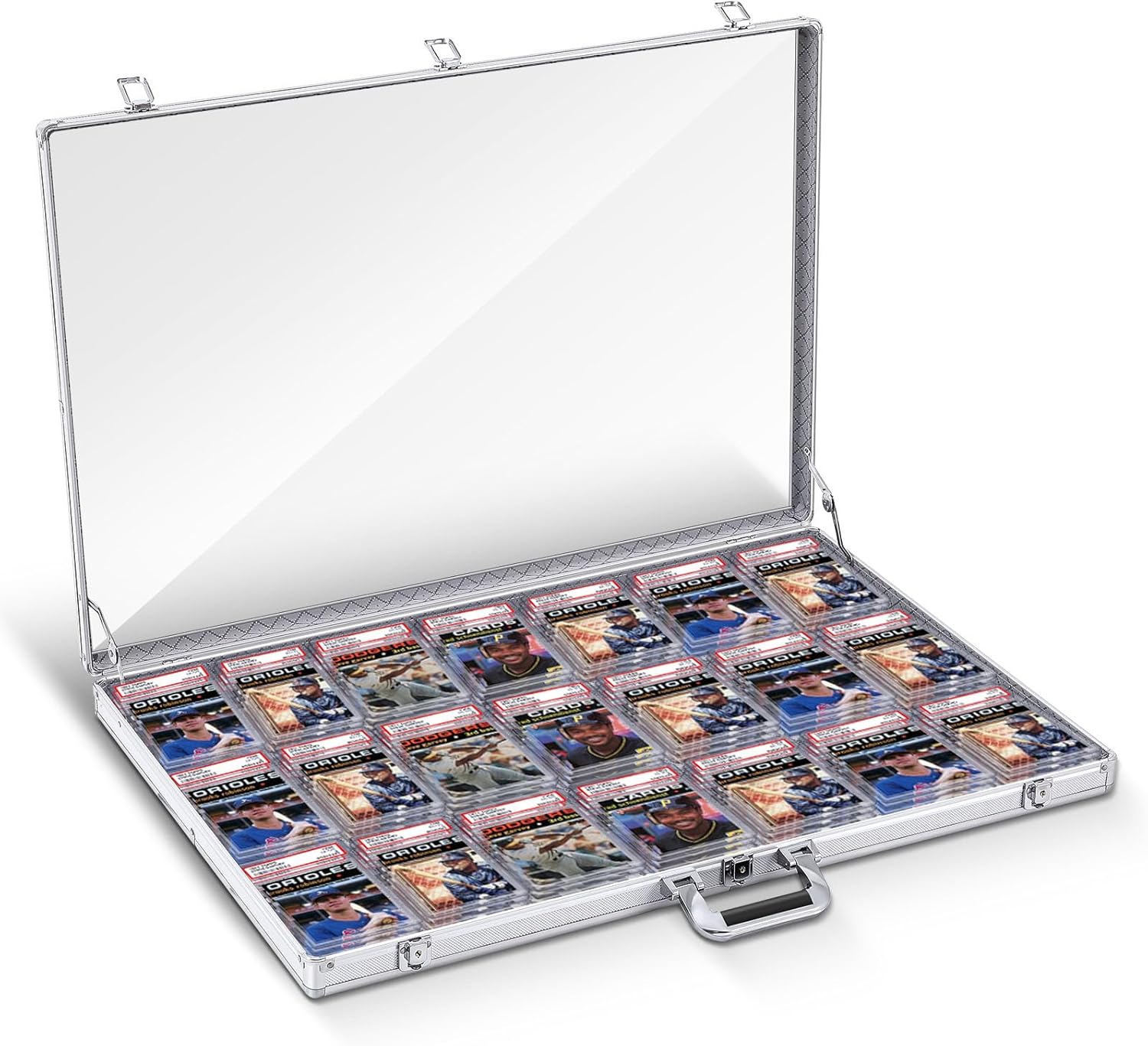 Portable Aluminum Display Case for Sports Cards and Collectibles