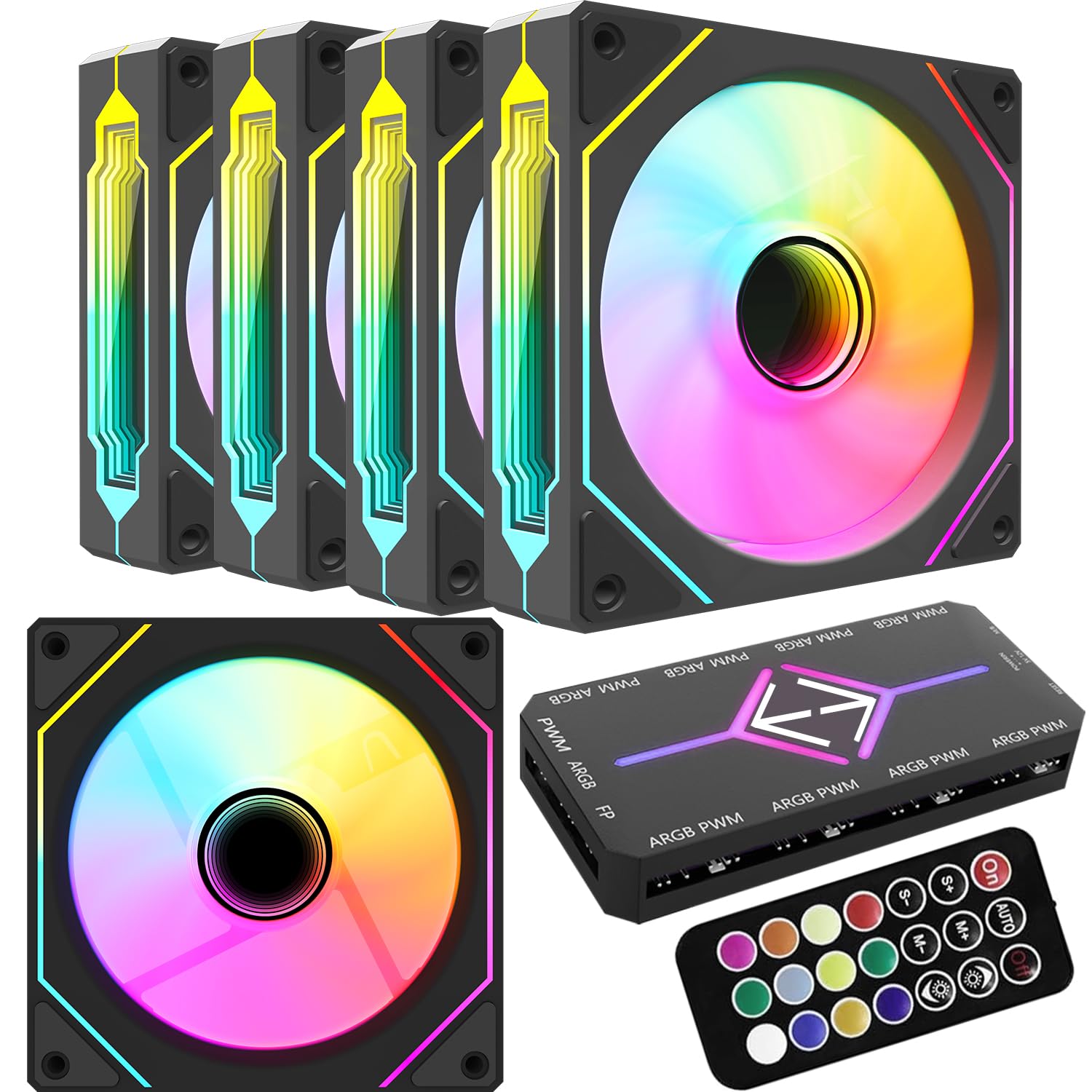 GPERHUAN RGB Fans 5pack 120mm PWM ARGB Case Fan Set