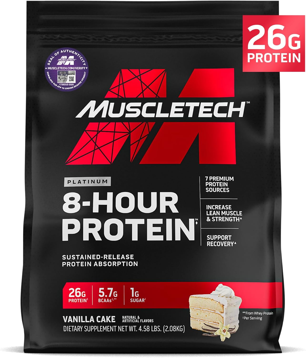 MuscleTech Platinum 8-Hour Protein Powder for Muscle Growth
