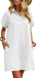 Cotton Shirt Dress for Women - Lightweight Button Down Beach Cover Up