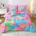 JQinHome 8 Pc Butterfly Comforter Set Queen for Girls & Women