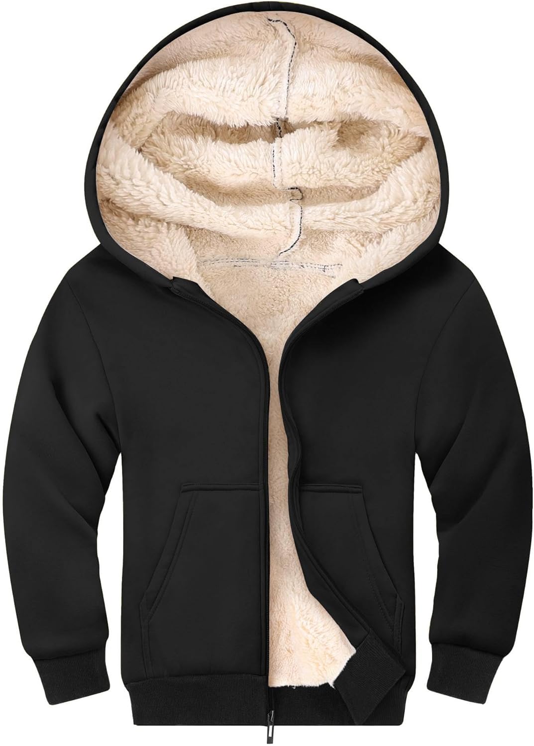 Gihuo Unisex Kids Winter Warm Sherpa Lined Zip Up Hoodie