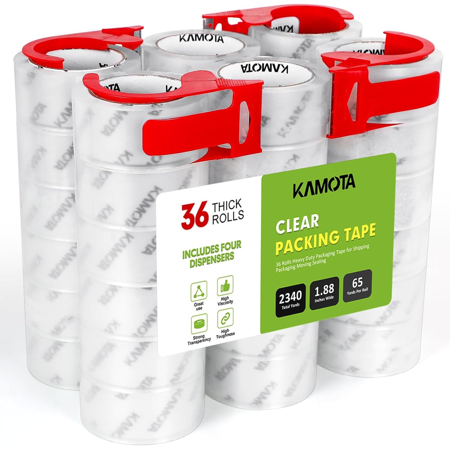 KAMOTA Packing Tape - Heavy Duty Clear Packaging Tape for Shipping