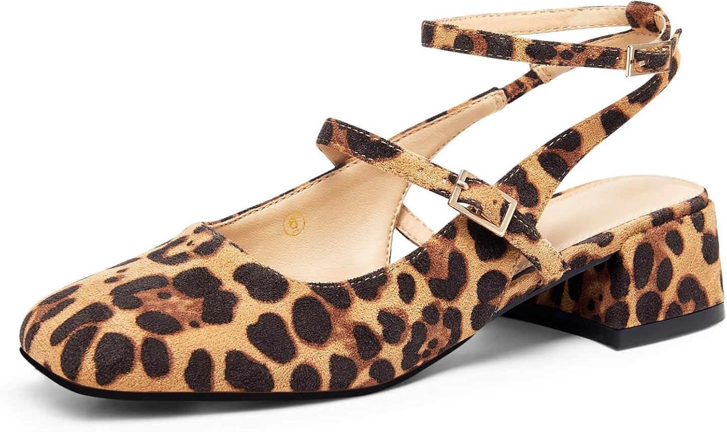Coutgo Womens Mary Jane Chunky Low Heels for Elegant Style