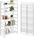 All White 5-Tier Folding Bookshelf - Vintage Multifunctional Plant