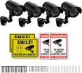 Fake Security Camera 4 Pack with No Trespassing Signs - Realistic