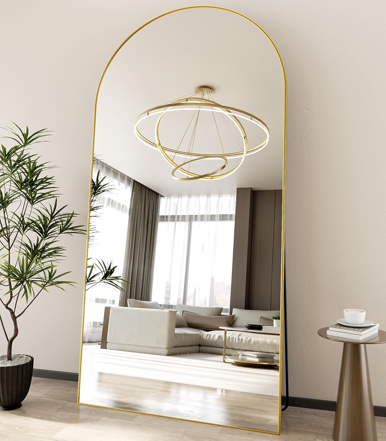 Koonmi Arched Full Length Mirror - Gold Aluminum Alloy Frame