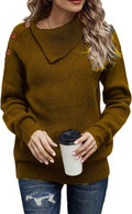 Necooer Womens Color Block Pullover Knit Sweater for Casual Wear