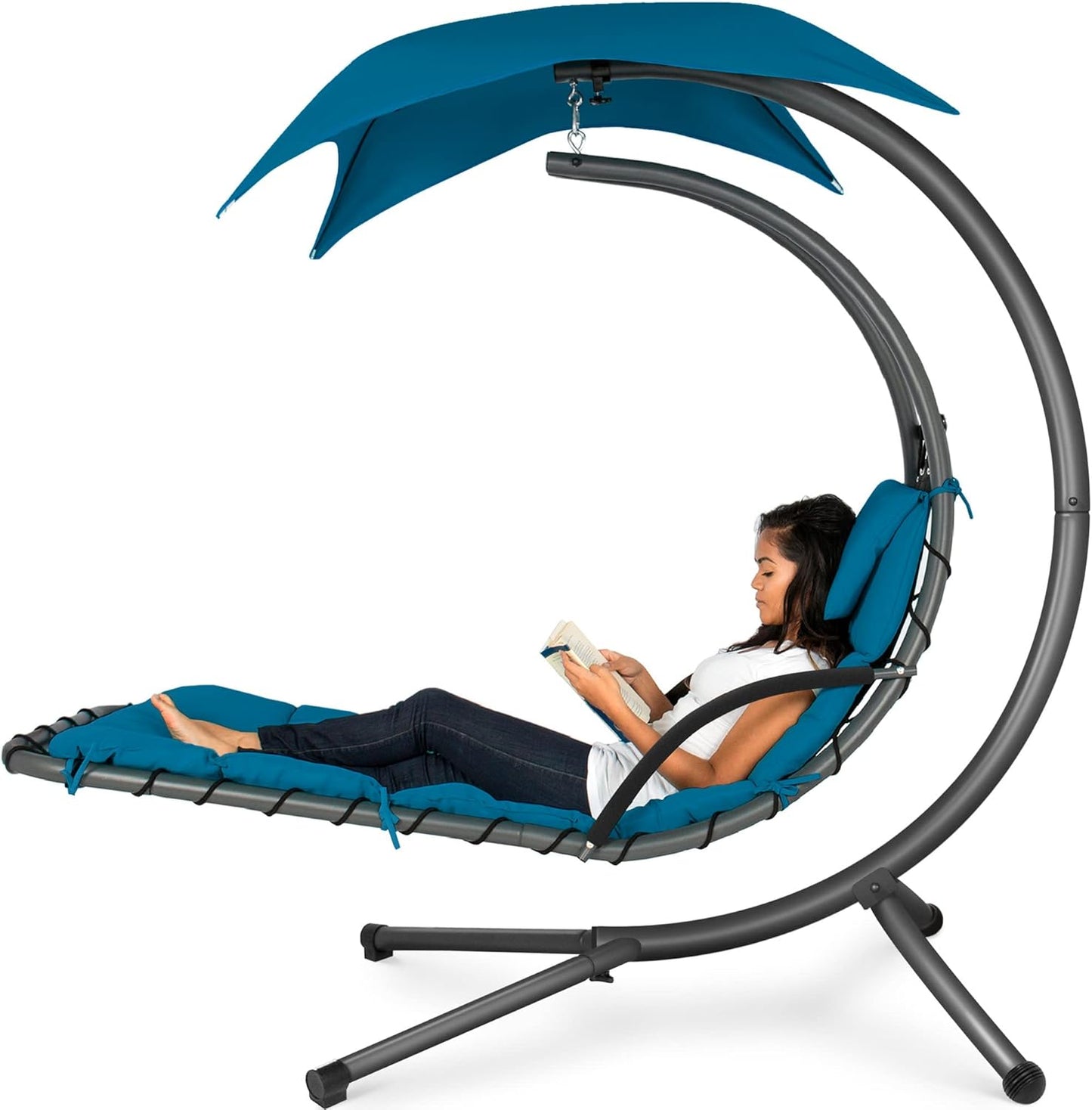 Outdoor Hanging Curved Steel Chaise Lounge Chair Swing Review