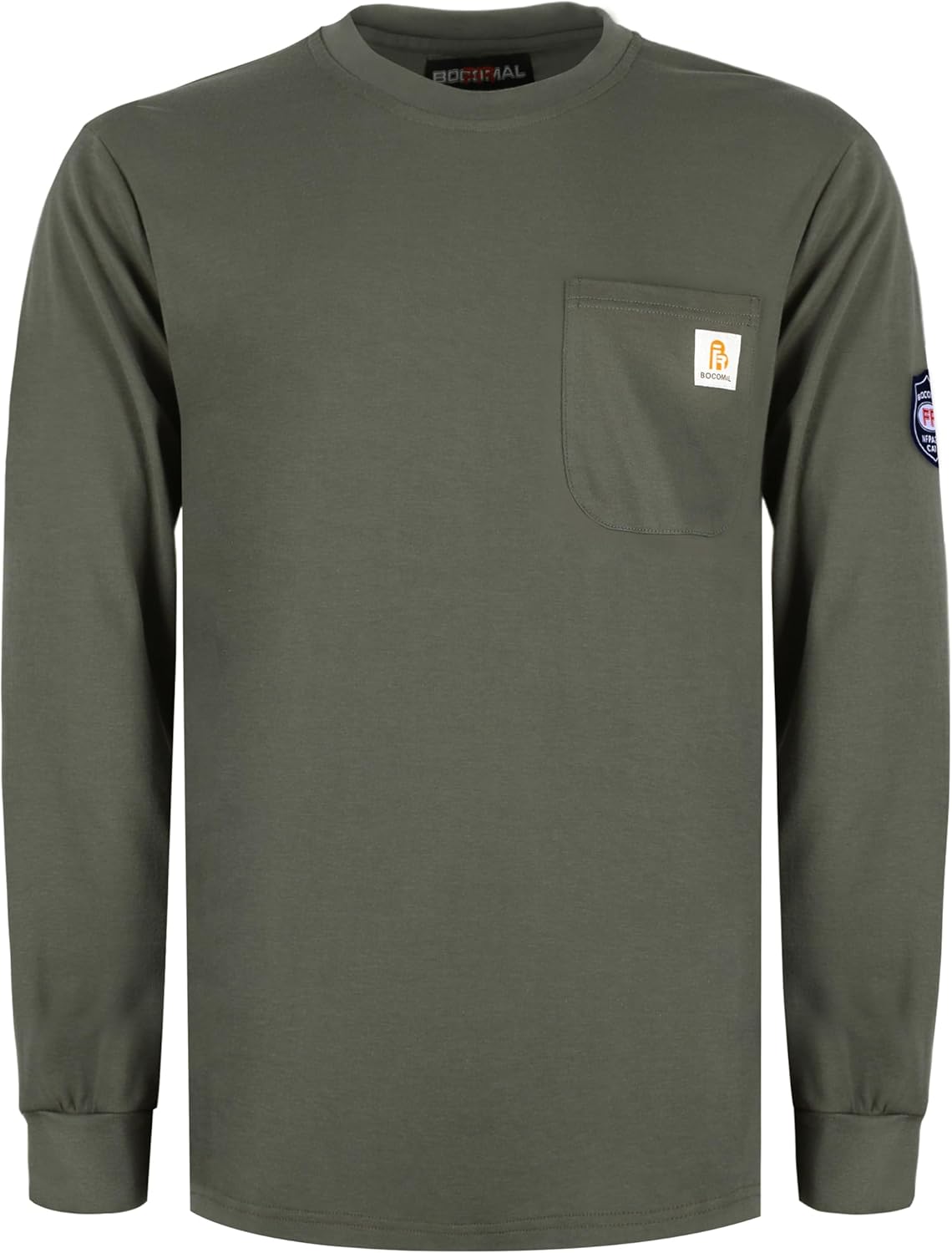 BOCOMAL FR Shirts Crewneck Flame Resistant Work Shirt for Safety