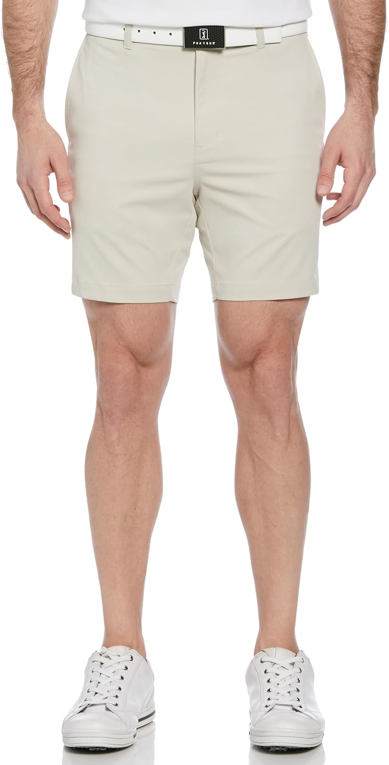PGA TOUR Mens 7 Flat Front Performance Stretch Golf Shorts