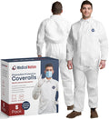Hazmat Suits Disposable 5 Pack XL - Heavy Duty Non-Hooded Coveralls