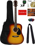 Fender Squier Dreadnought Acoustic Guitar Sunburst Bundle - Great