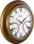 24 in Outdoor Wall Clock with Thermometer and Backlight - Waterproof