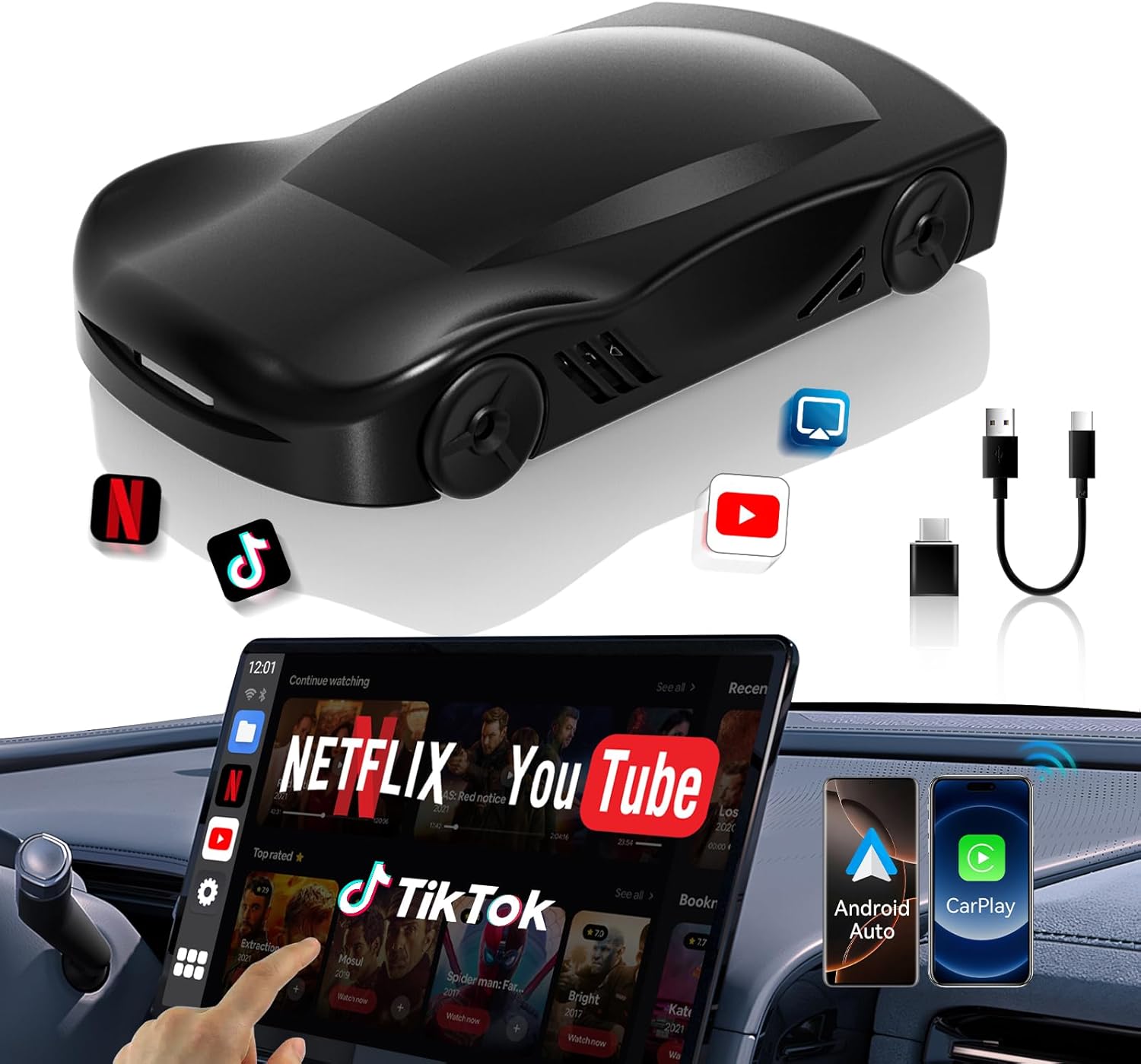 Wireless CarPlay Adapter, Plug & Play - Stream Anywhere
