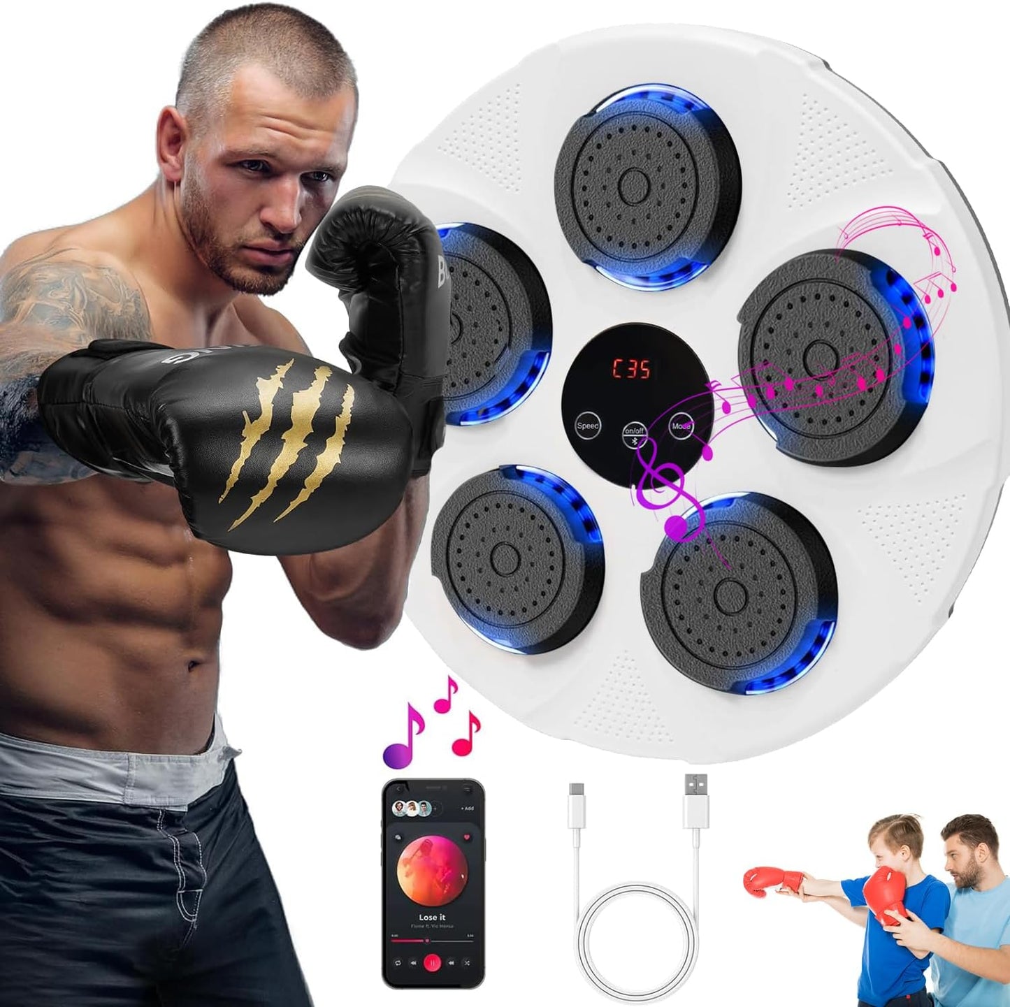 Smart Bluetooth Music Boxing Machine for Home and Gym Workouts