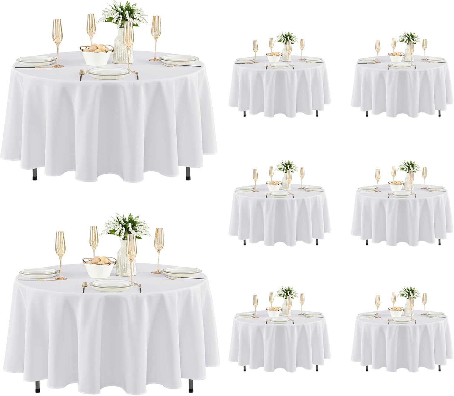 Fitable 8 Pack Round Tablecloths: Stain Resistant & Wrinkle Free
