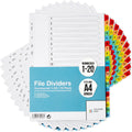 Binder Dividers with Tabs 1-20 Numbered A4 - 10 Pack for Quick
