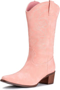 IUV Cowboy Boots For Women Pointy Toe Mid Calf Boots - Comfortable but