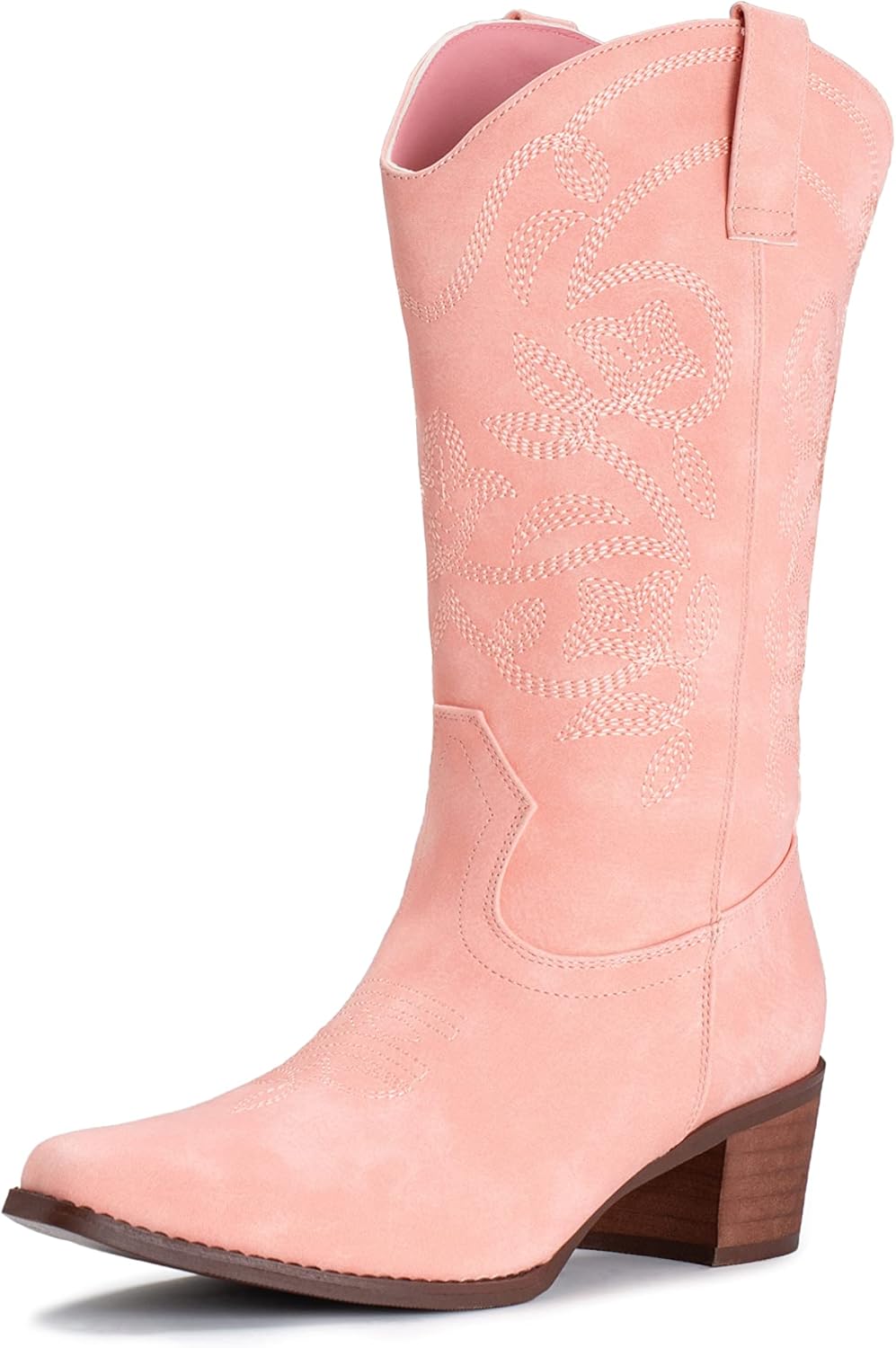IUV Cowboy Boots for Women with Pointy Toe and Mid Calf Design
