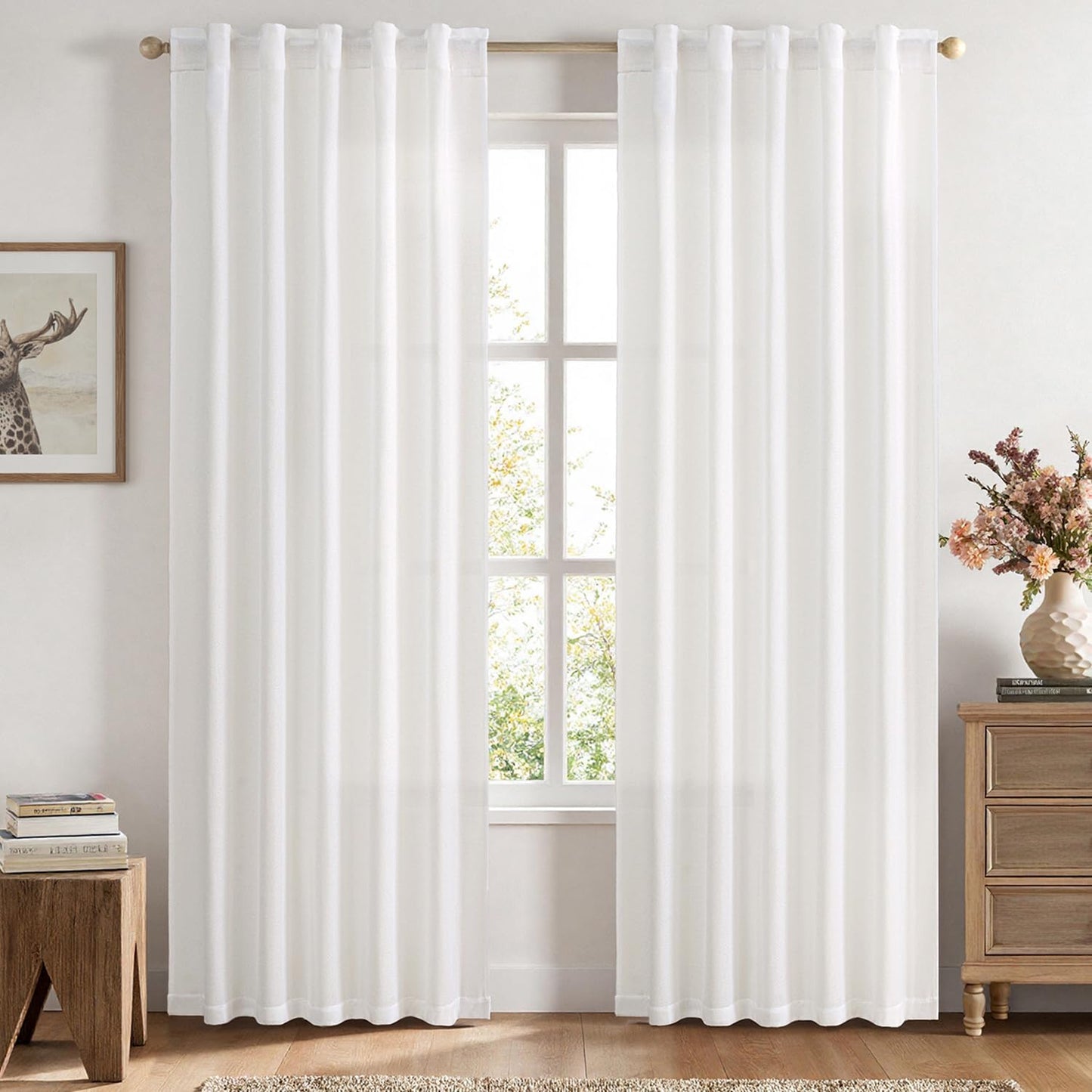 MIULEE Faux Linen Curtains 90 Inch Length for Elegant Living