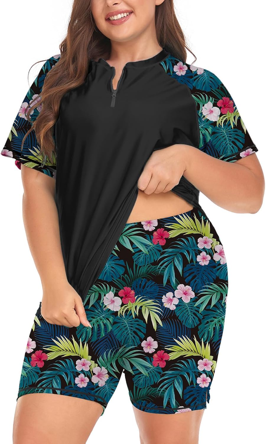Inno Women's Plus Size 2 Piece Rash Guard Swimwear for Summer Fun