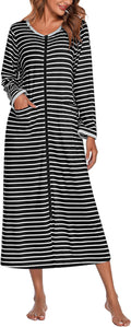 Ekouaer Long House Coat Zipper Front Robe - Comfortable Full Length