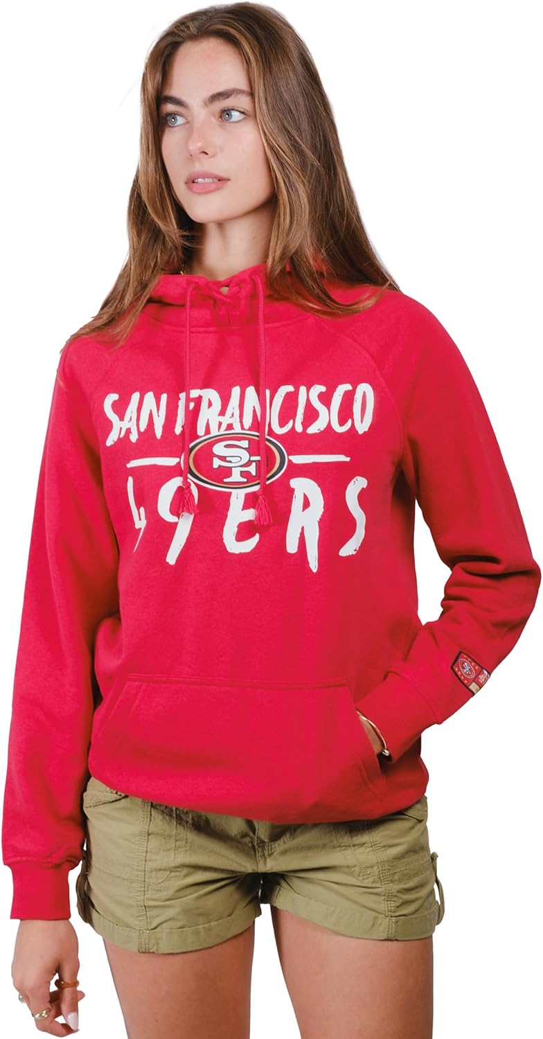 Ultra Game Women's NFL Super Soft Tie Neck Hoodie Sweatshirt