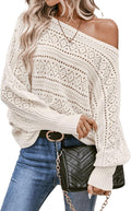 Verdusa Women's Off The Shoulder Crochet Sweater - Lightweight