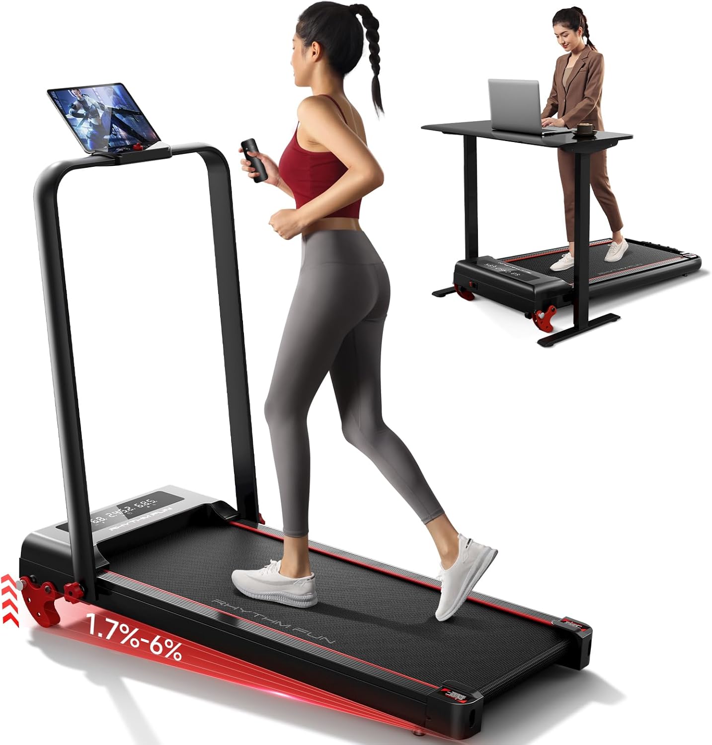 RHYTHM FUN Foldable Treadmill: Portable & Quiet