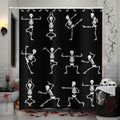 Halloween Shower Curtain Cartoon Skull Skeleton Dancing Bathroom