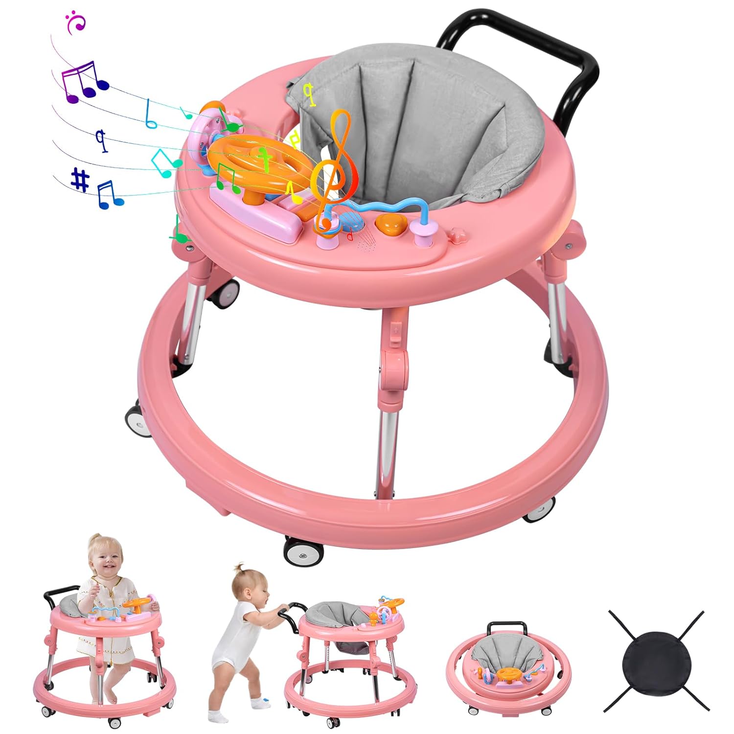 Adjustable Foldable Baby Walker - Enhance Stability! 