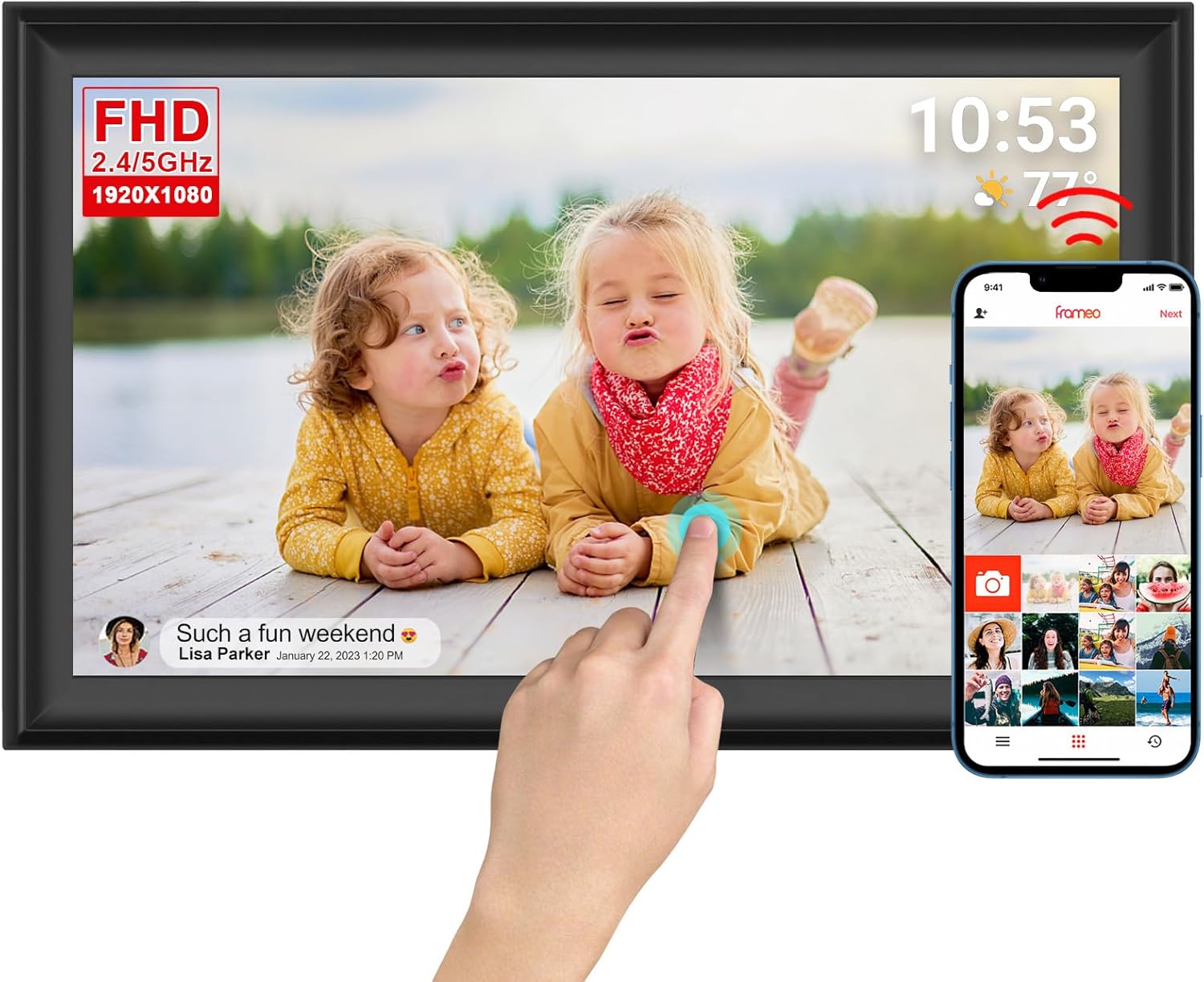 64GB FRAMEO Digital Photo Frame with 15.6-Inch Touch Screen