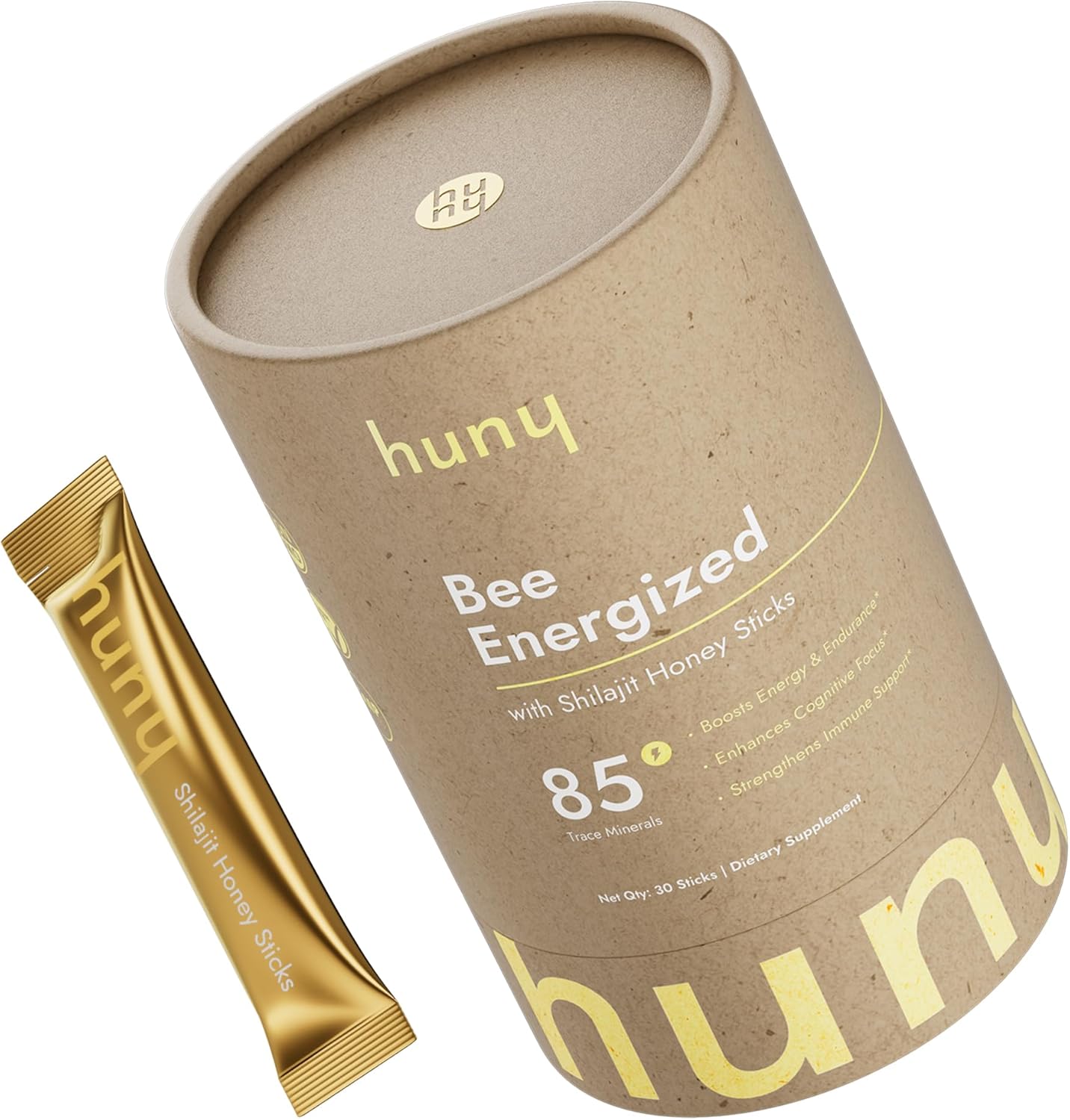 HUNY Bee Energized Shilajit Honey Sticks for Clean Energy